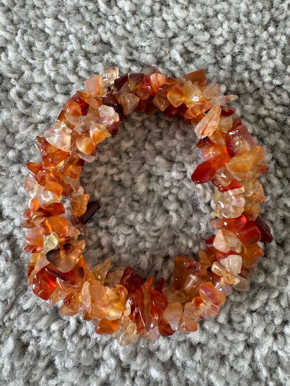 Chip Bead Stretch Bracelet - Amber & Orange Tones